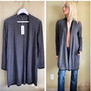NWT EILEEN FISHER Striped Wool Open Cardigan
